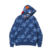 BAPE Sta Pattern Shark Full Zip Hoodie Indigo
