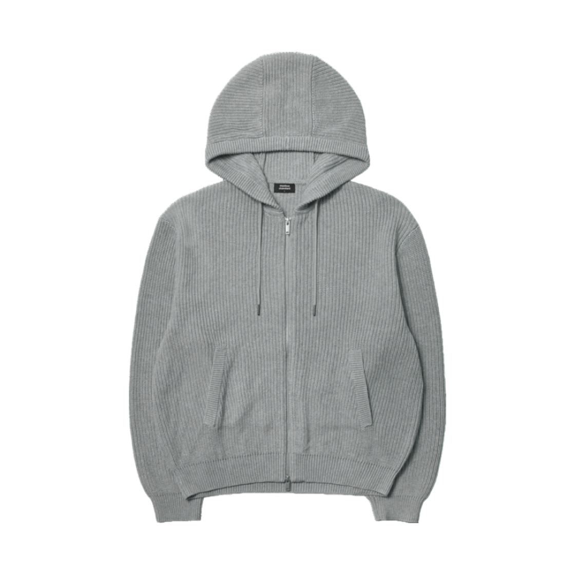 무신사 스탠다드 리브드 니트 후디드 집업 멜란지 그레이(Musinsa Standard Ribbed Knit Hooded Zip-Up Melange Grey)