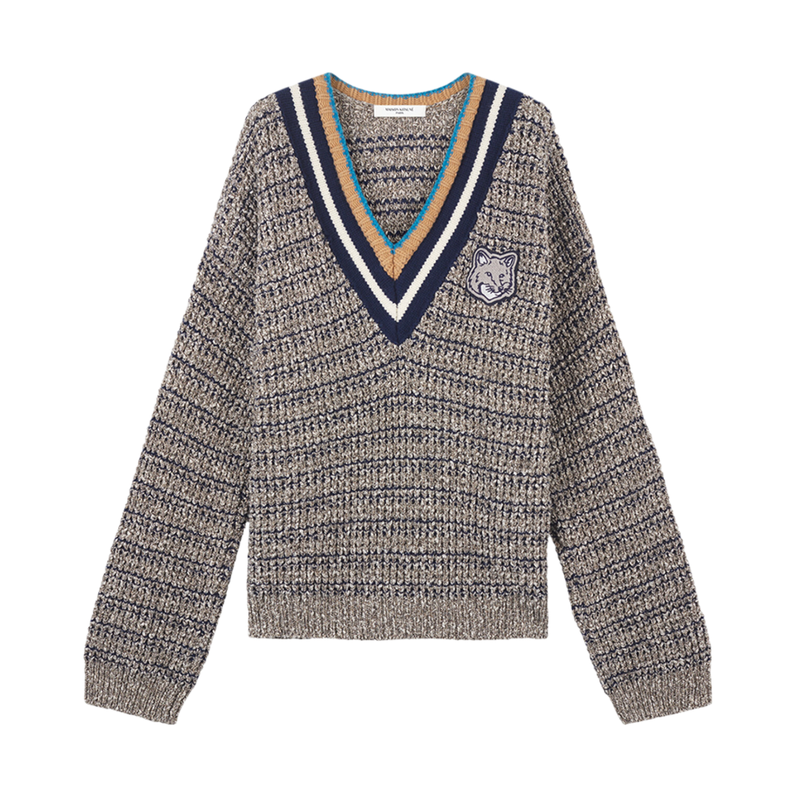 메종 키츠네 볼드 폭스 헤드 크래프티 컴포트 점퍼 블랙 화이트 베이지