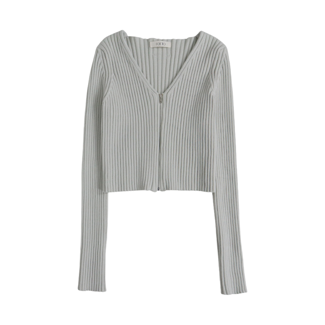 FOETO_191 FOETO Letter Zip Up Cardigan (Muffler set) Soft mint
