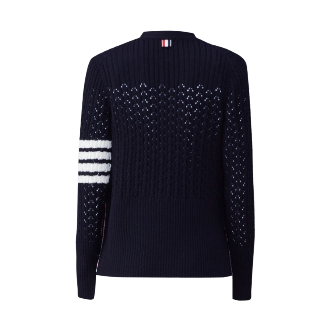 (W) 톰브라운 울 사선 포인텔 브이넥 가디건 네이비((W) Thom Browne Wool 4-Bar Pointelle V-Neck Cardigan Navy) - 2