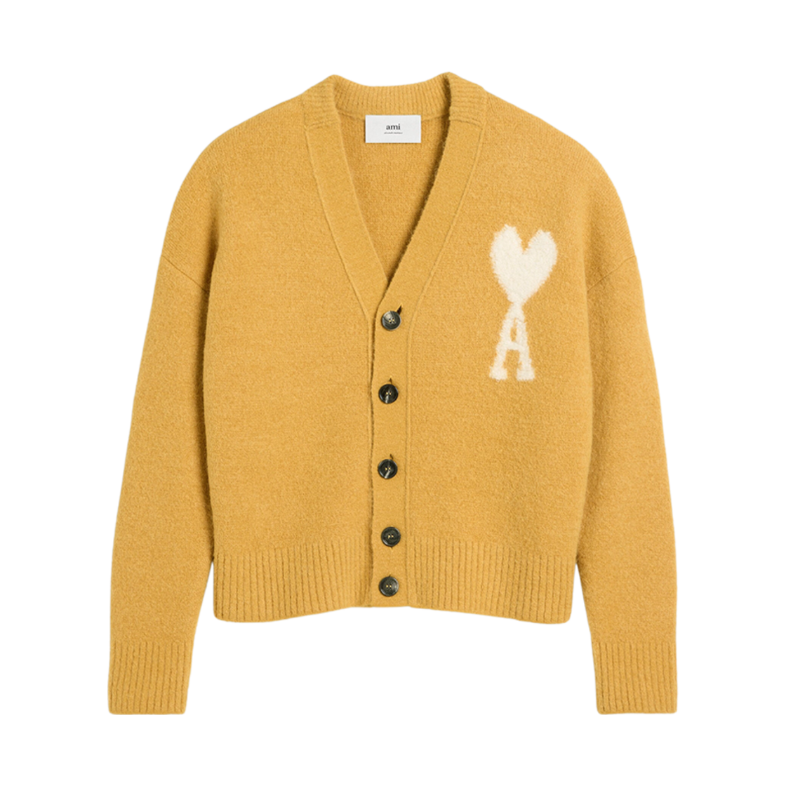 아미 빅 하트 로고 클라우디 울 가디건 머스타드(AMI de Coeur Cloudy Wool Cardigan Mustard) - 1