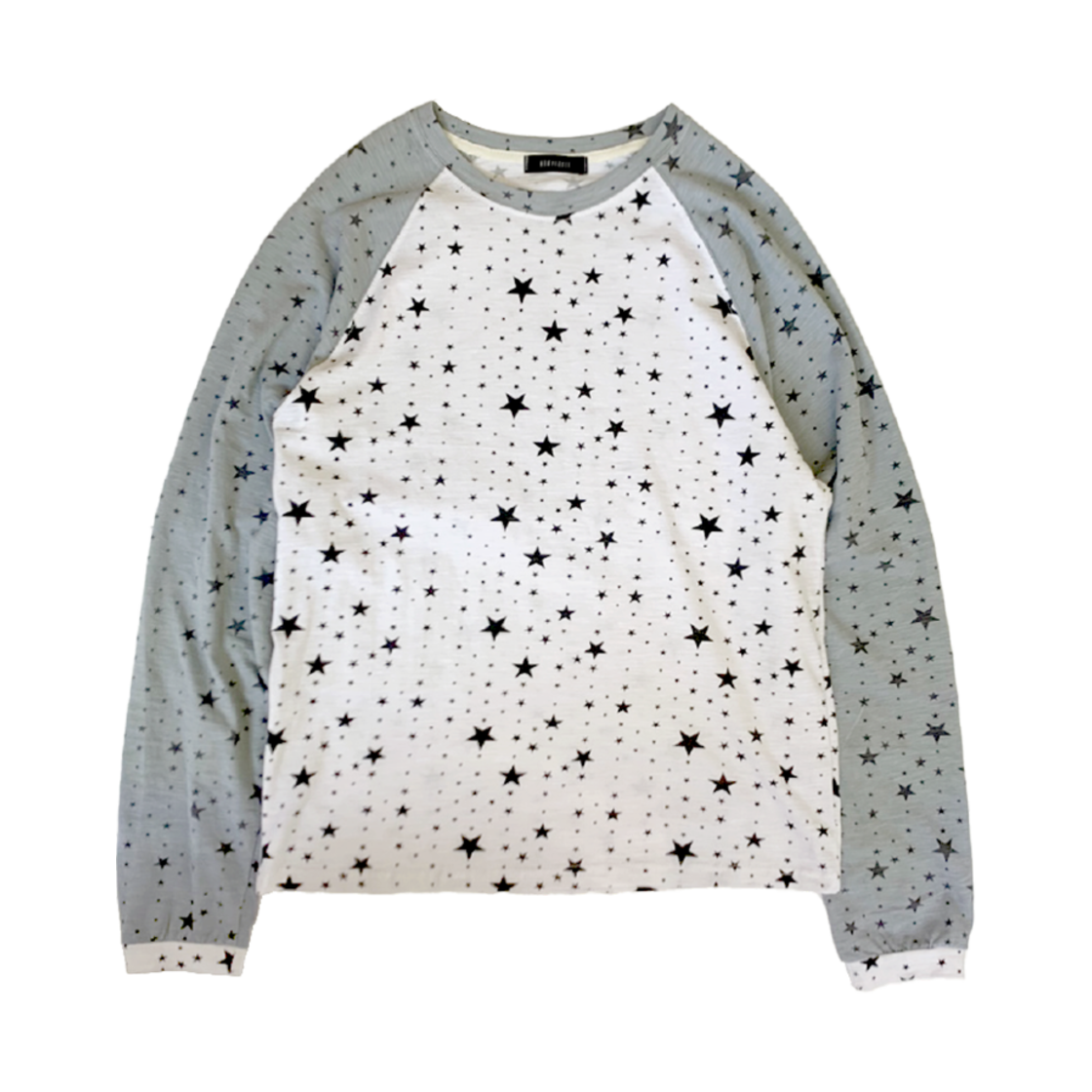 KS5BRTS004WI Kookeesee Star Raglan Sleeve Tee White/Sky Blue