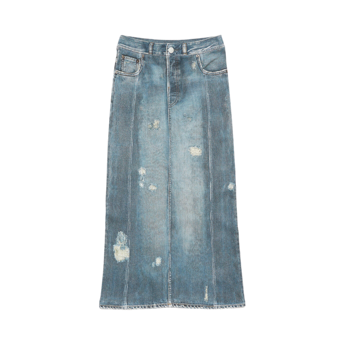 AF0443-822 (W) Acne Studios Rib Cotton Print Skirt Denim Blue