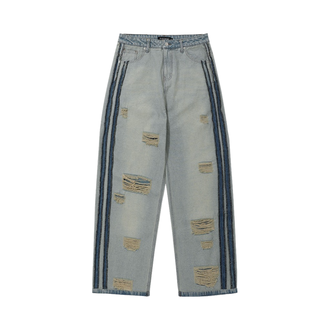 플레이버리즘 인사이드 아웃 와이드 데님 팬츠 라이트 블루(Flavorism Inside-Out Destroyed Wide Denim Pants Light Blue)