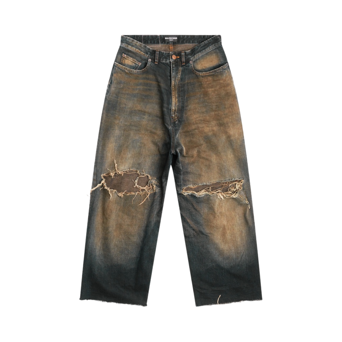 697828TMW244915 Balenciaga Destroyed Skater Jeans Dark Blue - 대표 이미지 #1