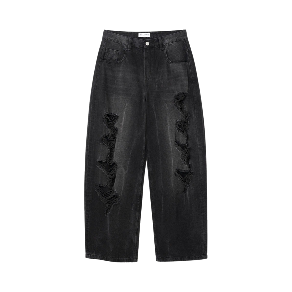 밀로 아카이브 리플렉트 커브드 데미지 팬츠 딥 블랙(Millo Archive Reflect Curved Damage Pants Deep Black) - 1