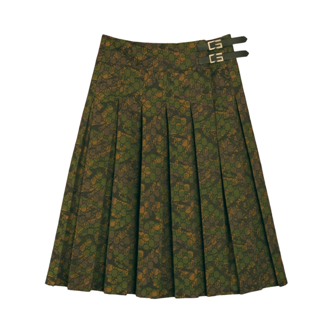(W) 팔라스 x 구찌 G 스퀘어 버클 캔버스 GG-P 킬트 카모플라주 - 22FW((W) Palace x Gucci G Square Buckles Canvas GG-P Kilt Camouflage - 22FW) - 1