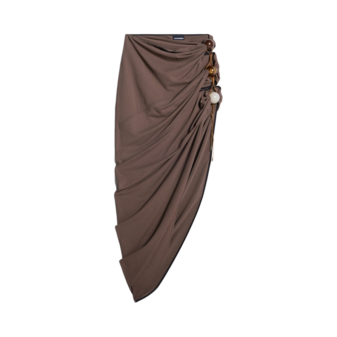 (W) 자크뮈스 라 쥬프 페롤라 어시메트릭 베디드 스커트 그레이((W) Jacquemus La Jupe Perola Asymmetric Beaded Skirt Grey) - 1