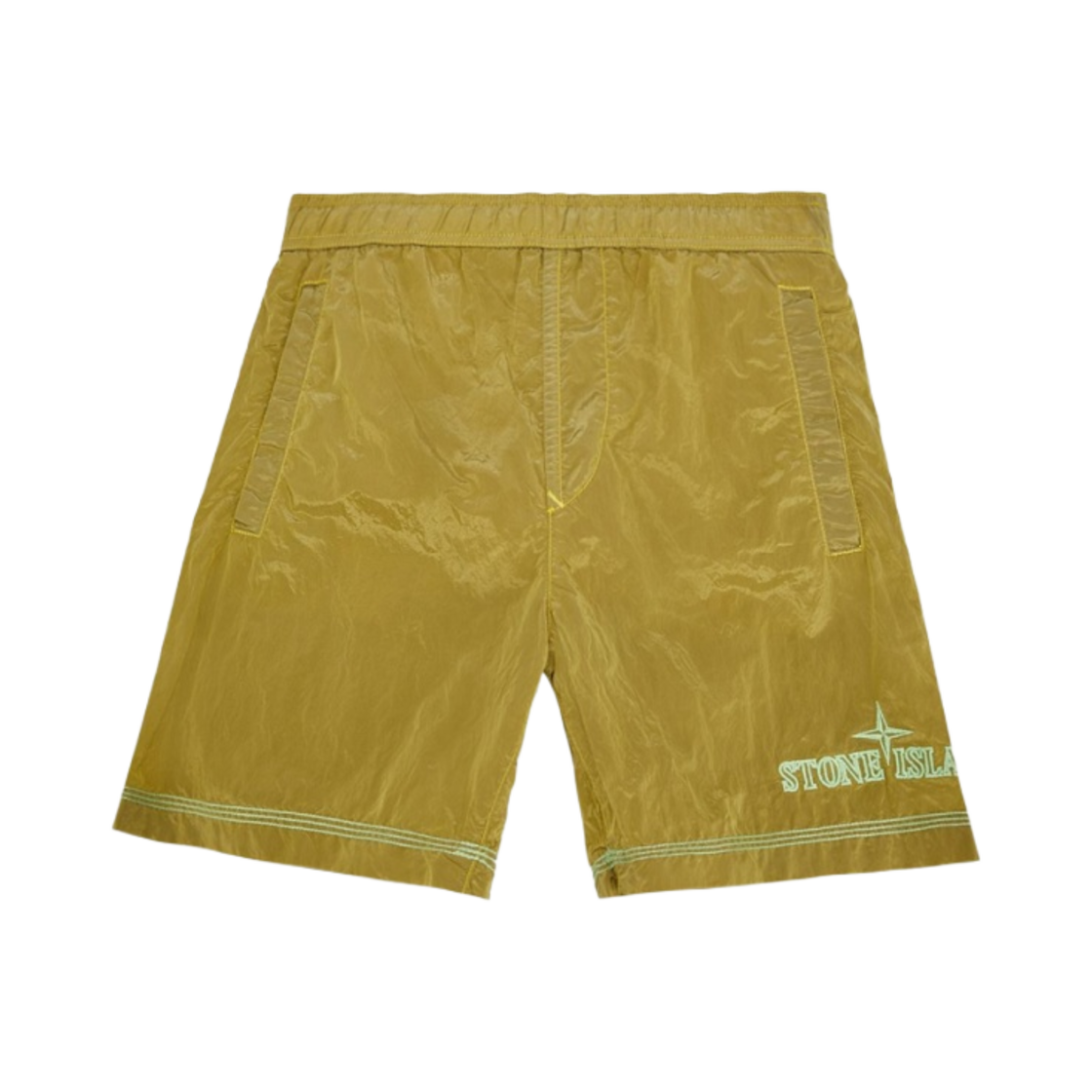 (키즈) 스톤 아일랜드 B0513 자수 로고 나일론 메탈 스위밍 트렁크 옐로우 - 22SS((Kids) Stone Island B0513 Embroidered Logo Nylon Metal Swimming Trunk Yellow - 22SS) - 1