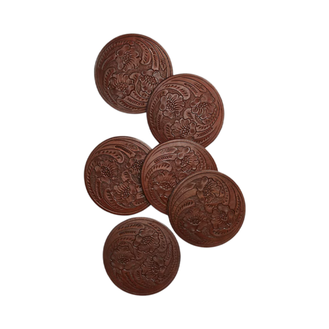 더블알엘 핸드 툴 레더 코스터 브라운 (6개 세트)(Double RL Hand Tool Leather Coaster Brown (Set of 6))