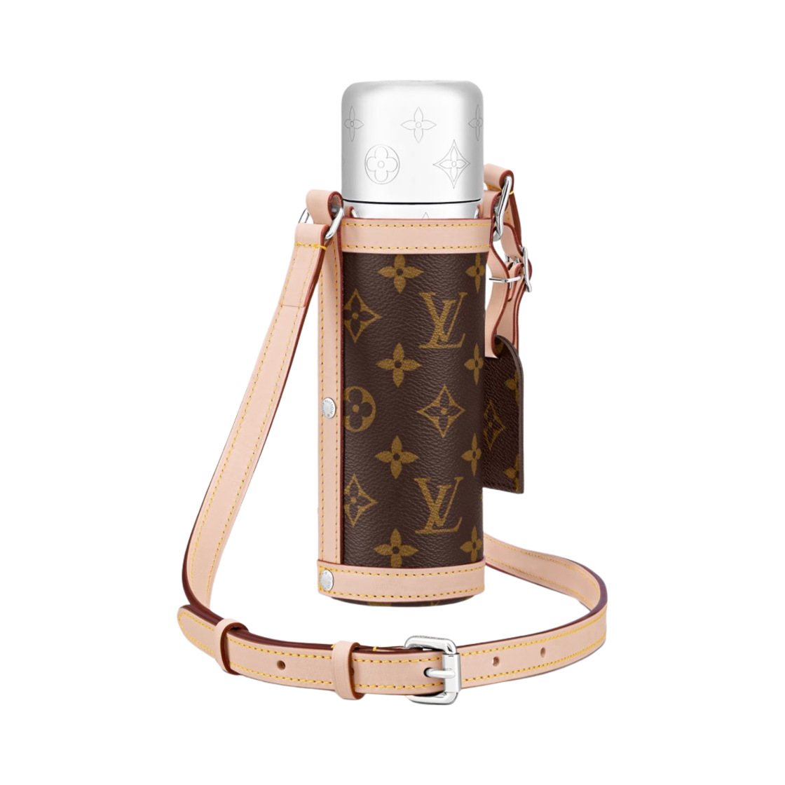 GI0518 Louis Vuitton Flask Holder Steel Monogram