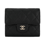 Chanel Classic Small Flap Wallet Grained Calfskin & Gold Black
