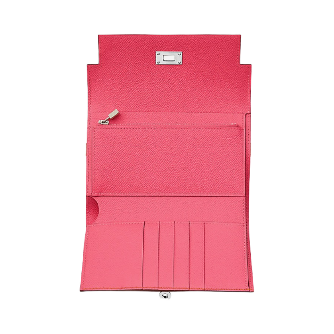 에르메스 켈리 중지갑 앱송 & 팔라듐 하드웨어 아브리꼬 로즈 아잘레(Hermes Kelly Depliant Medium Verso Wallet Epsom & Palladium Abricot Rose Azalee) - 2