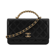 Chanel Wallet On Chain Grained Shiny Calfskin & Gold Black