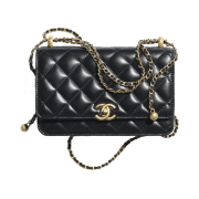 Chanel Wallet On Chain Shiny Calfskin & Gold Black