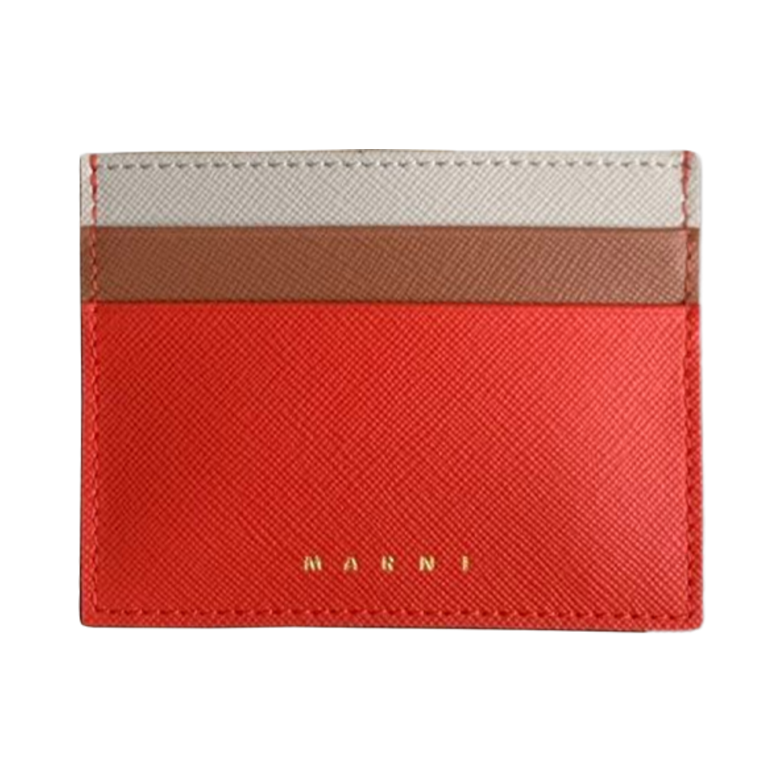 PFMOQ04U23-LV520-Z393N Marni Saffiano Tri-Coloured Card Case Tulip Tobacco