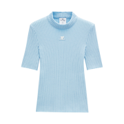 (W) Courreges Reedition Knit Top Short Sleeves Light Blue