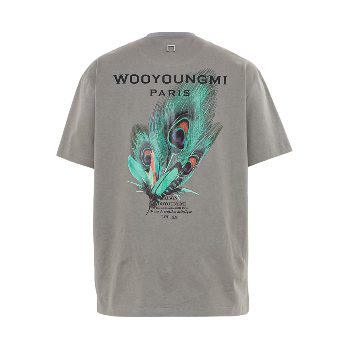 W231TS05709G Wooyoungmi Feather Back Logo T-Shirt Grey - 23SS - 대표 이미지 #1