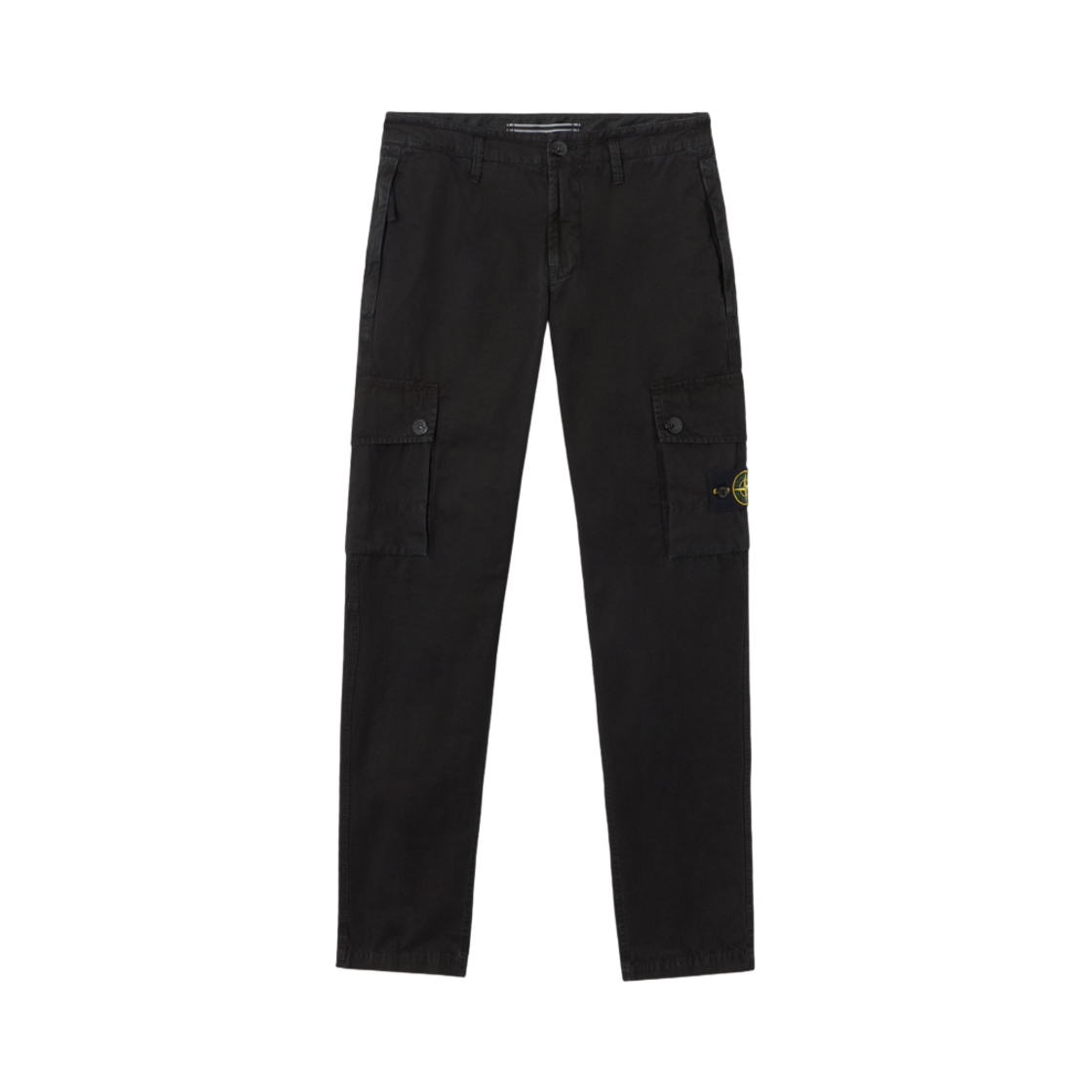 K1S1531003-03S00WA-V0129 Stone Island 3100303 Brushed Organic Cotton Canvas Old Effect Slim Fit Cargo Trousers with Zip Pockets Black - 25SS
