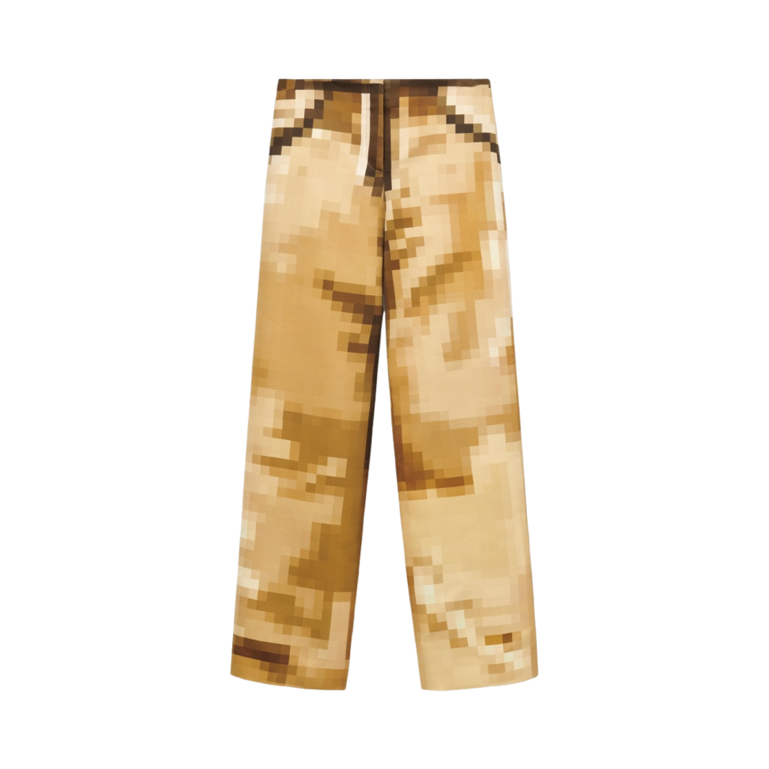 (W) 로에베 픽셀 듀체스 실크 사틴 트라우저 카멜 멀티컬러((W) Loewe Pixelated Trousers in Duchesse Silk Satin Camel Multicolor) - 1