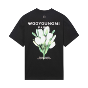 (W) Wooyoungmi Flower Print Back Logo T-Shirt Black - 22SS