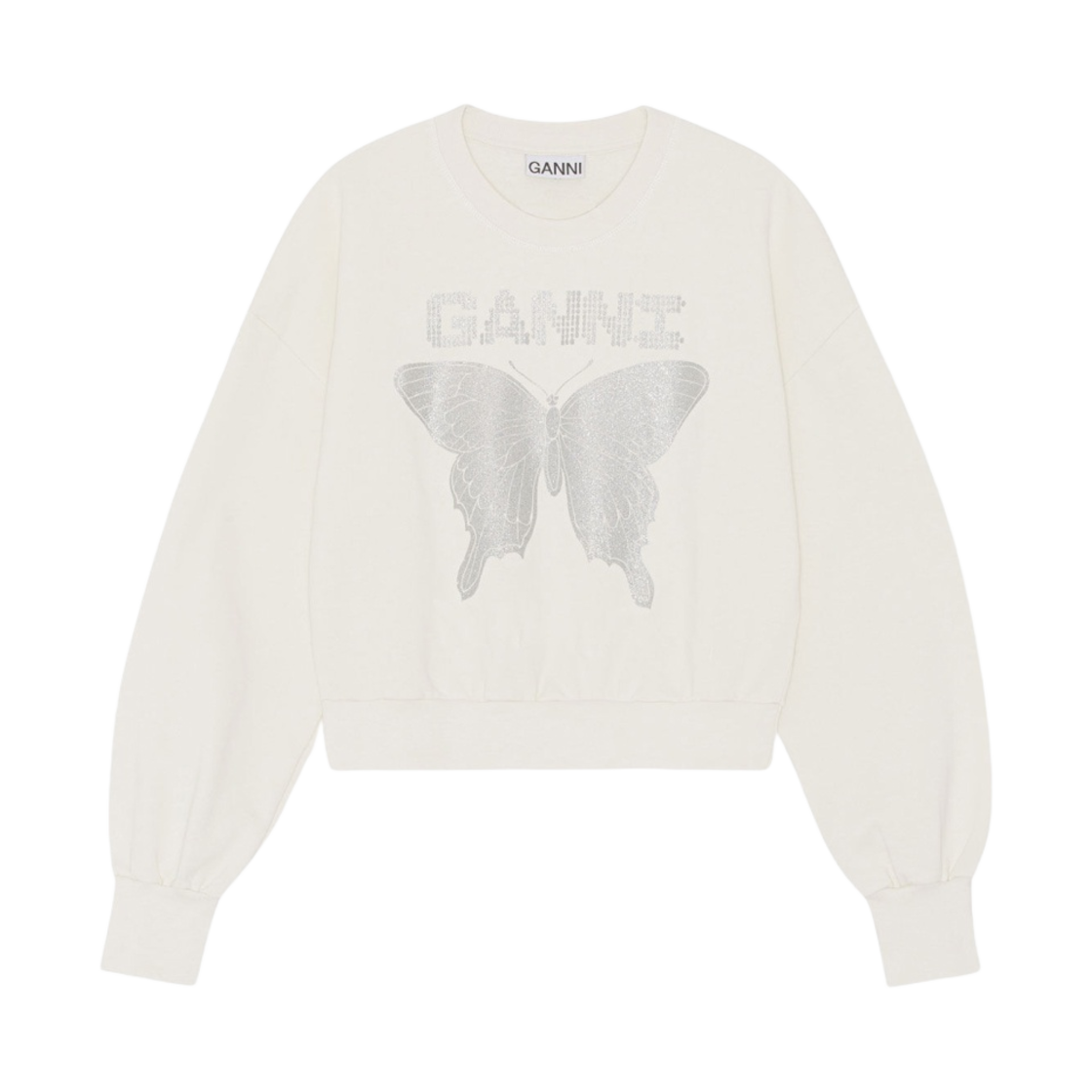 (W) 가니 화이트 버터플라이 스웨트셔츠 에그렛((W) Ganni White Butterfly Sweatshirt Egret) - 1