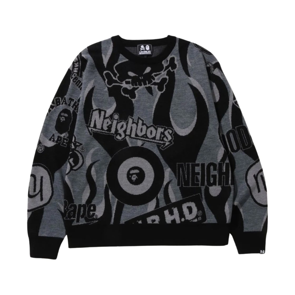 베이프 x 네이버후드 릴렉스드 핏 니트 블랙