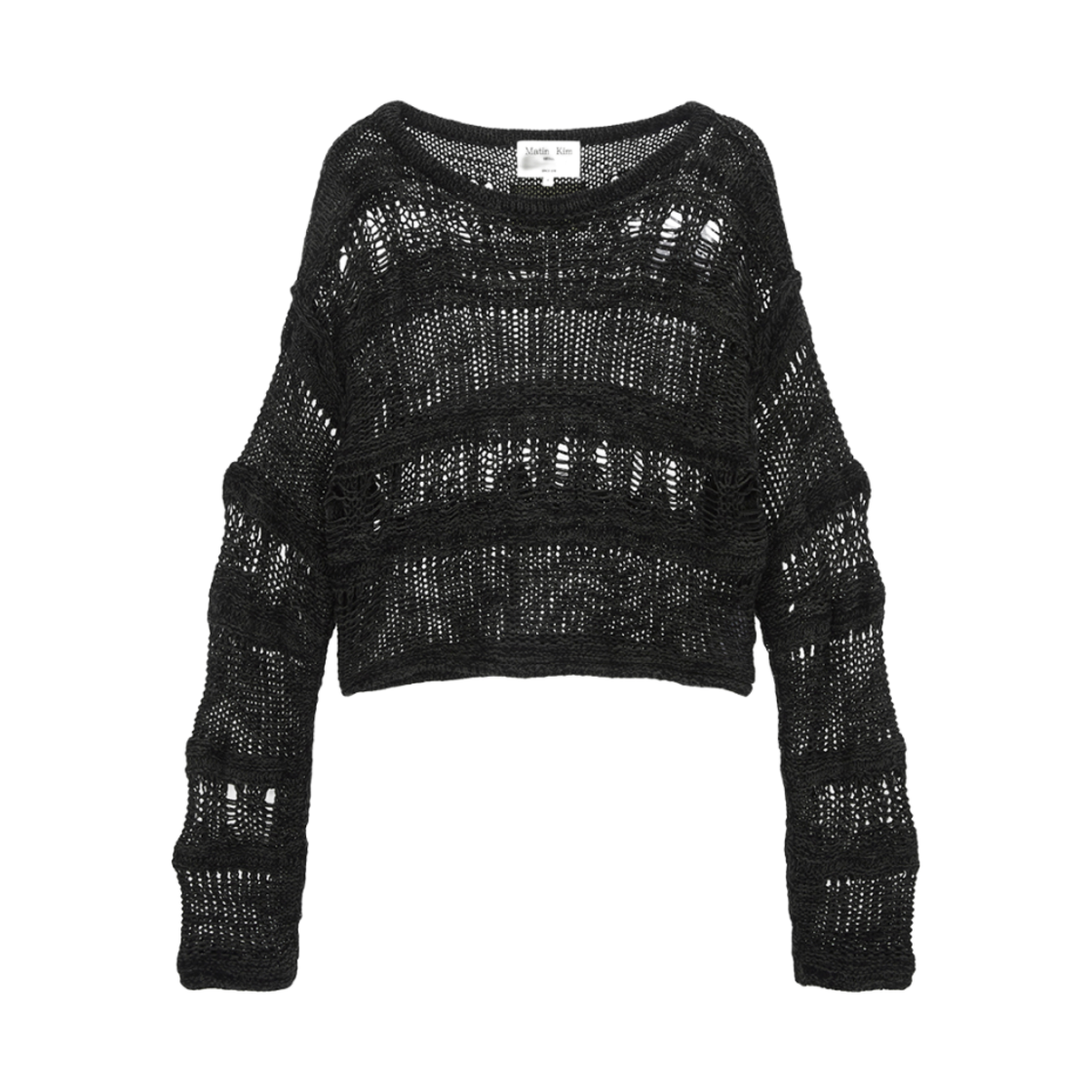 (W) 마뗑킴 보트넥 크로쉐 니트 풀오버 카키((W) Matin Kim Boat Neck Crochet Knit Pullover khaki) - 1