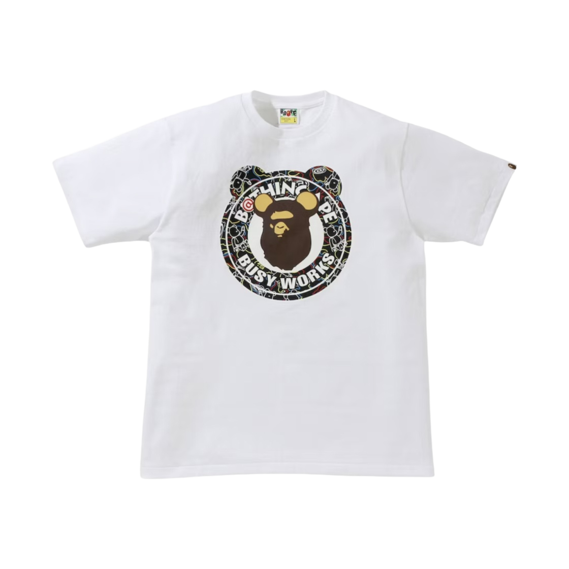 베이프 x 메디콤 토이 카모 베어 비지 웍스 티셔츠 화이트(BAPE x Medicom Toy Camo Bear Busy Works T-Shirt White) - 1