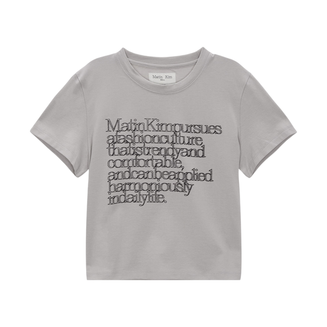 (W) 마뗑킴 씬 타이포 크롭 탑 그레이((W) Matin Kim Thin Typo Crop Top Grey) - 1