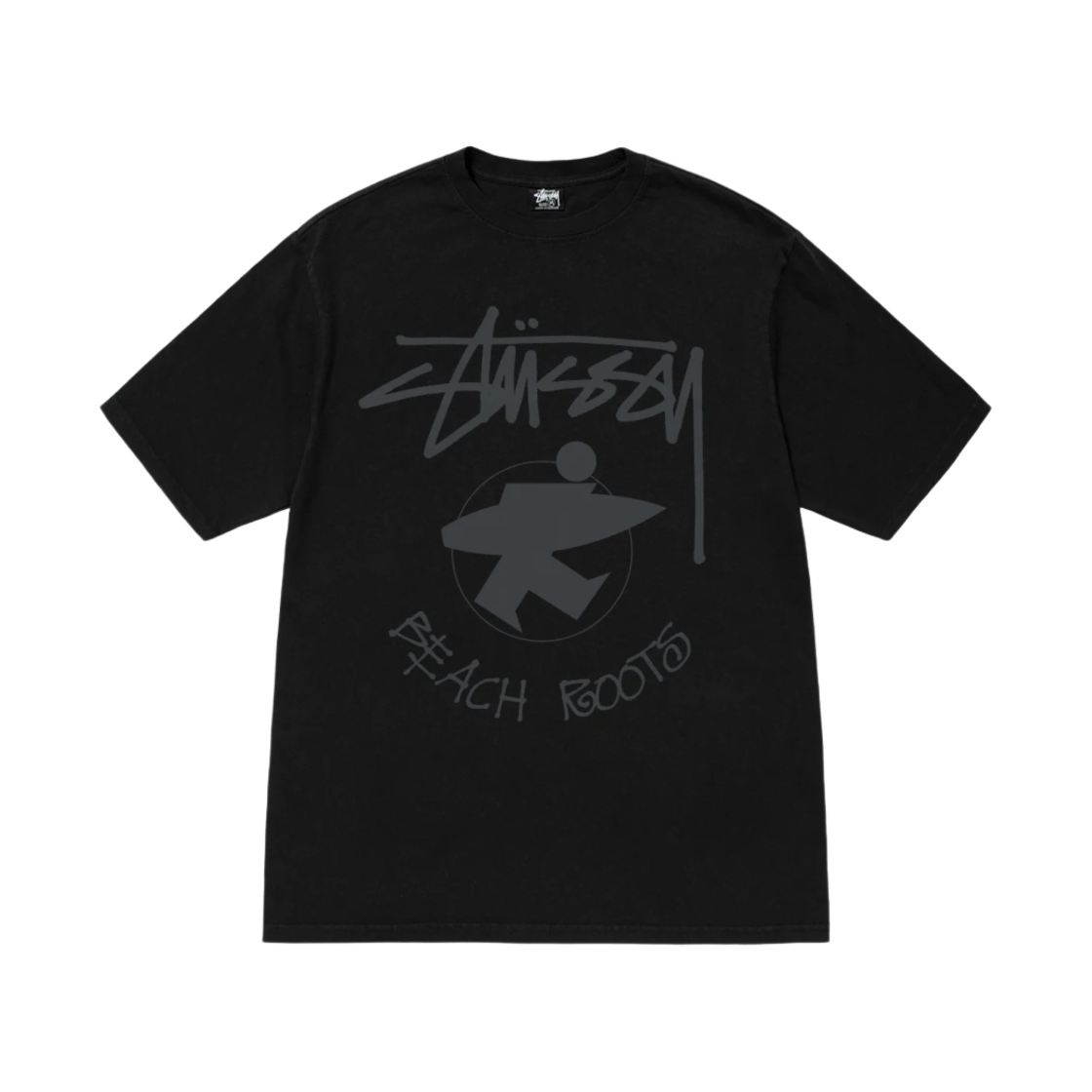 스투시 비치 루트 피그먼트 다이드 티셔츠 블랙