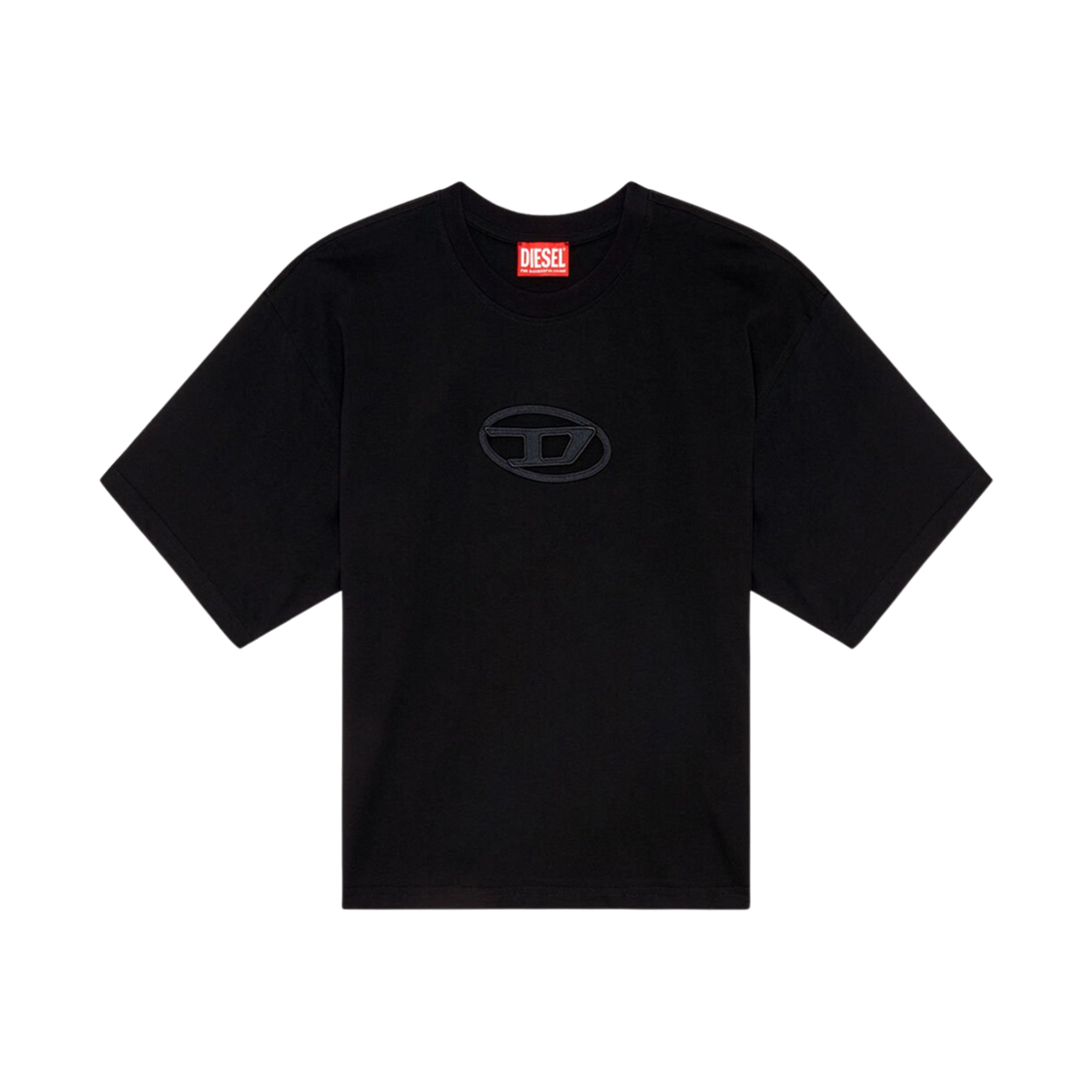 A150960NIAX-9XX (W) Diesel T-Buxt-Crop-Od Boxy T-Shirt with Cut Out Oval D Logo Black