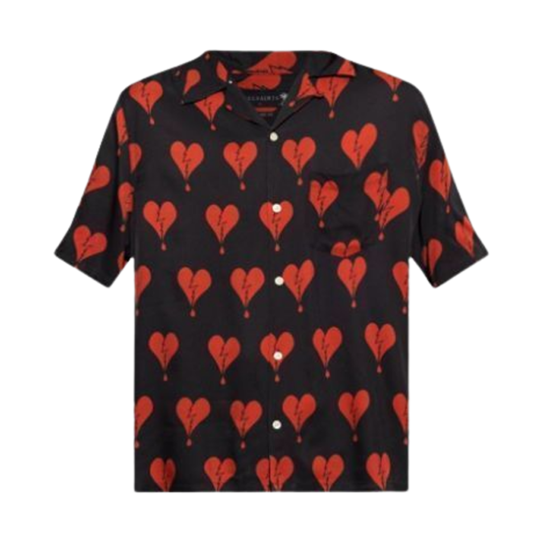 올 세인츠 브레이크 하트 모티프 프린트 숏슬리브 셔츠 블랙(All Saints Break Heart Motif Print Short Sleeve Shirt Black)