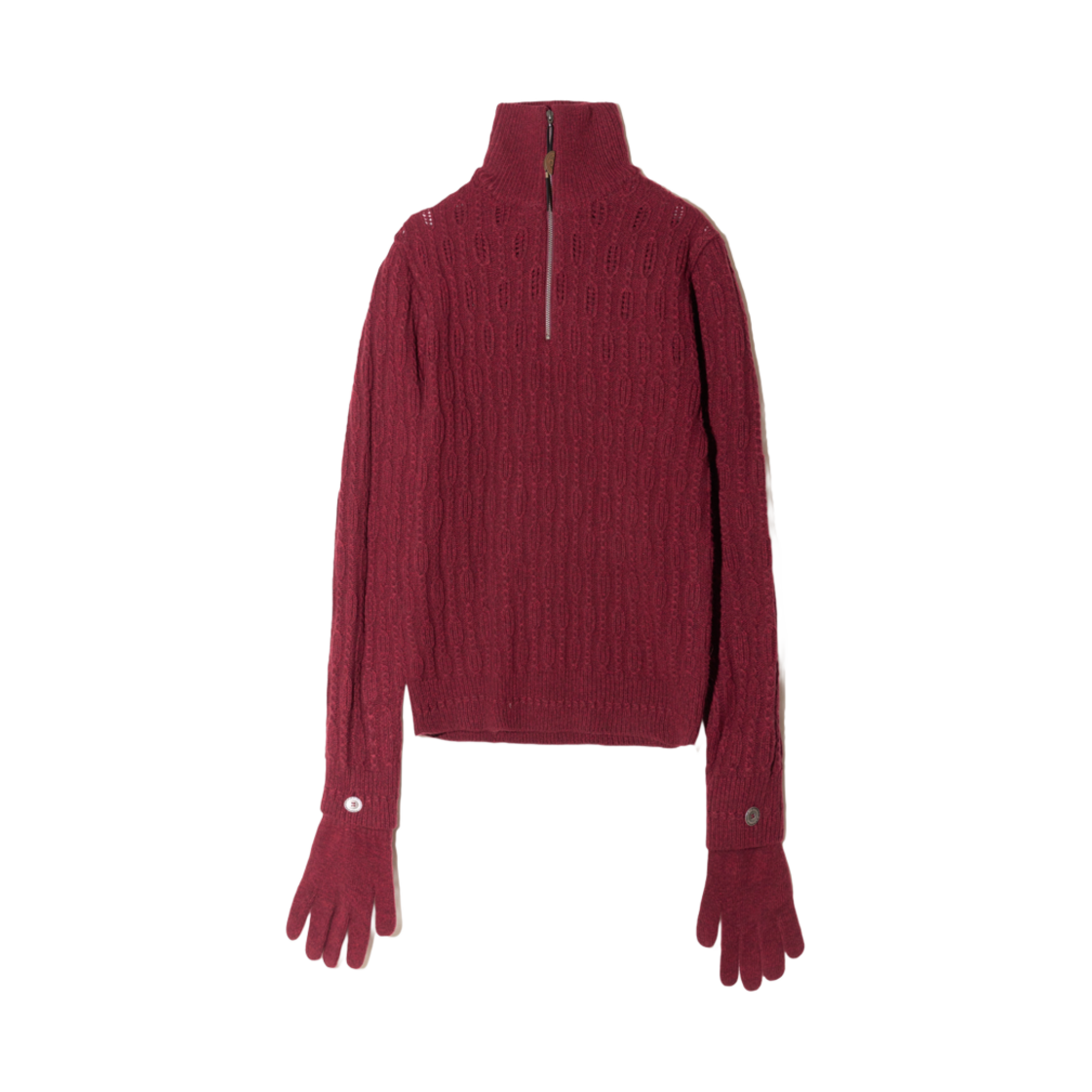 - Hyein Seo Troyer Knit Sweater w/ Gloves Burgundy