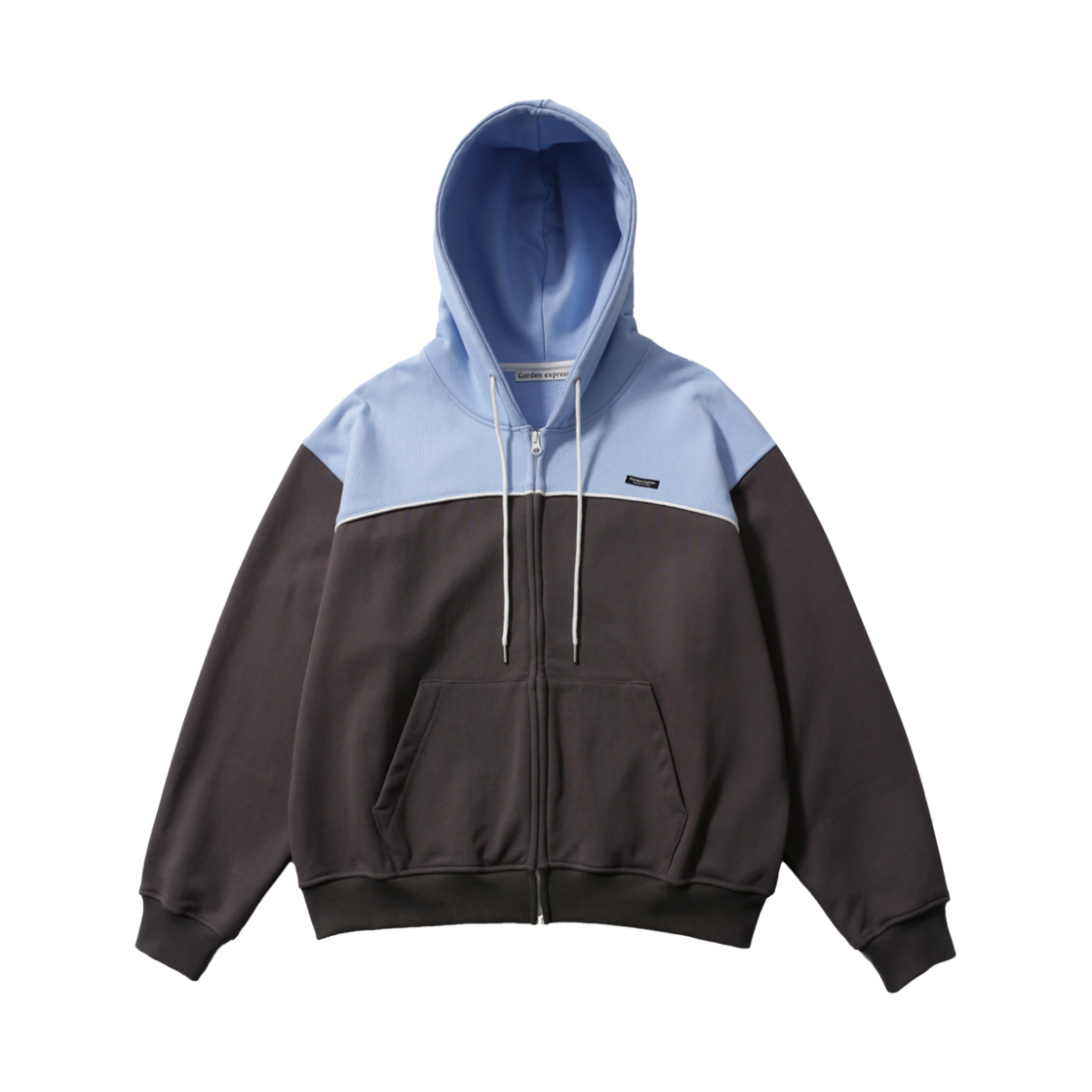 가든익스프레스 컬러 블록 후드 집업 스카이블루(Garden express Color Block Hood Zip-Up sky blue)