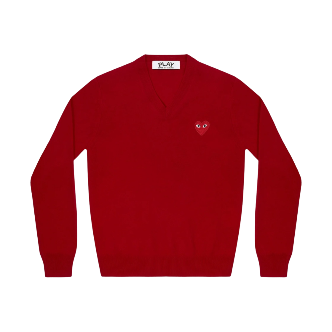 플레이 꼼데가르송 레드 하트 브이넥 스웨터 레드(Play Comme des Garcons Red Heart V-Neck Sweater Red) - 1