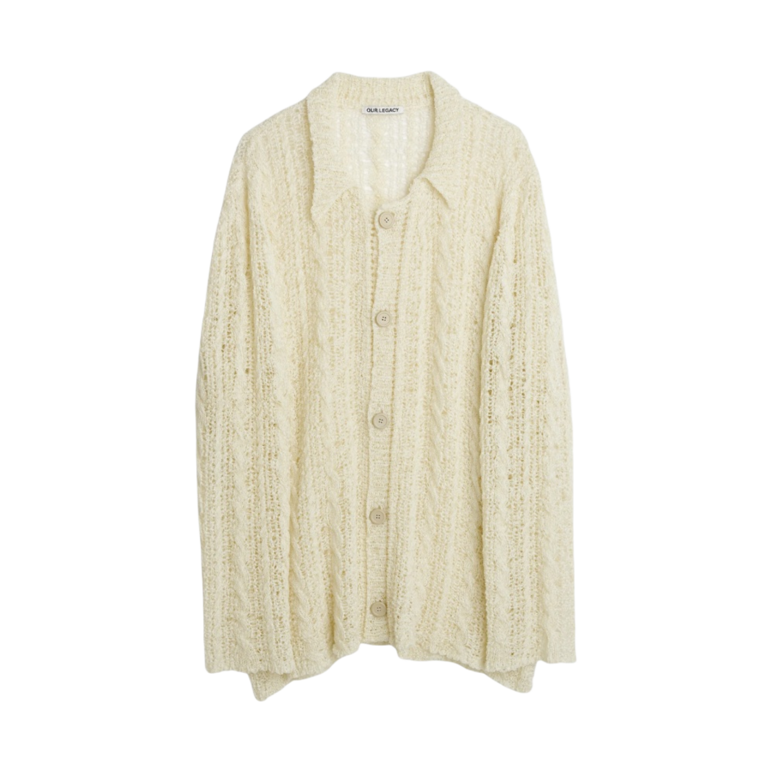 (W) 아워레가시 빅 가디건 화이트 시어 케이블((W) Our Legacy Big Cardigan White Sheer Cable) - 1