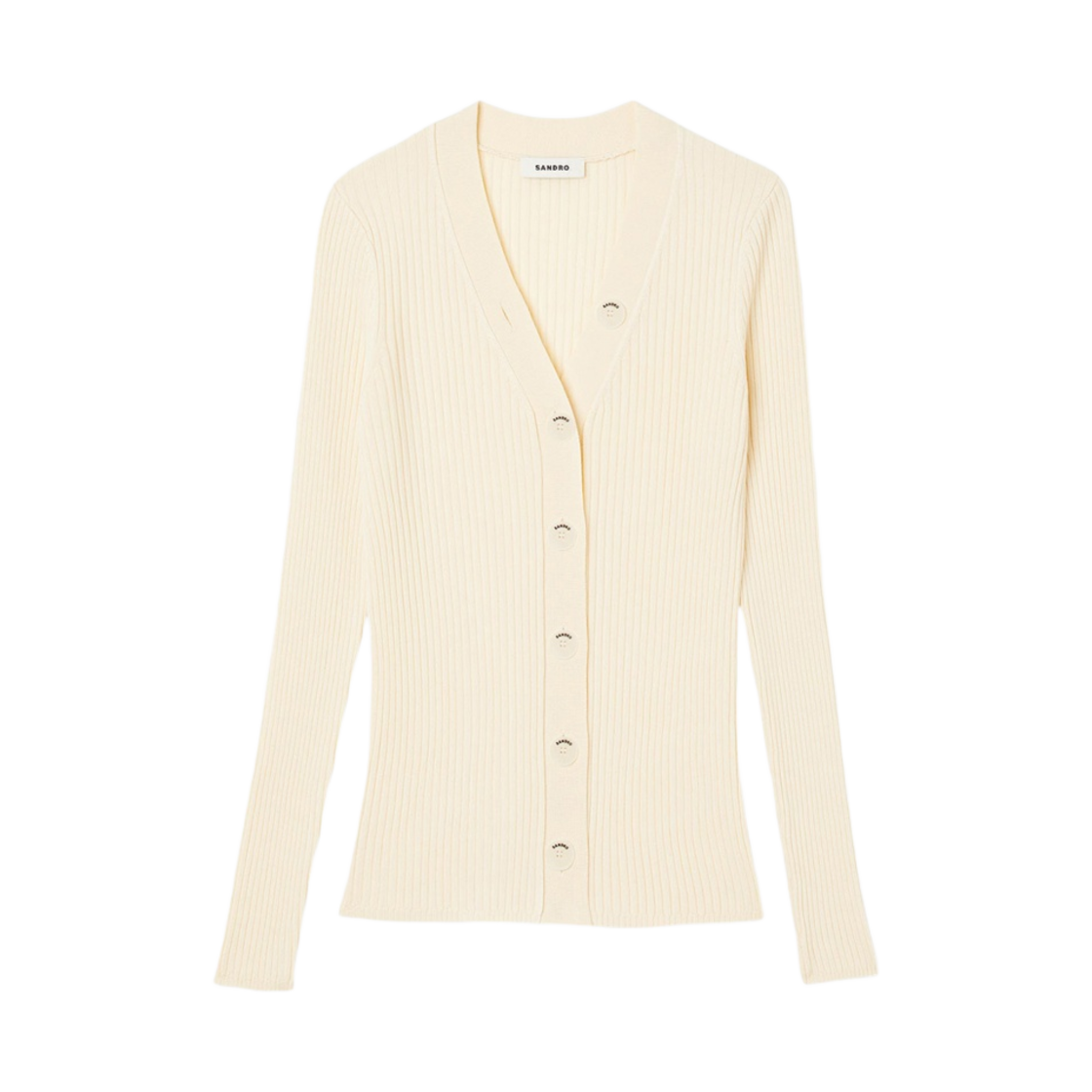 (W) 산드로 볼드 버튼 니트 가디건 베이지((W) Sandro Bold Button Knit Cardigan Beige)