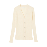 (W) Sandro Bold Button Knit Cardigan Beige