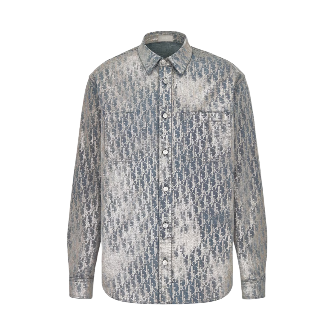 043D584O328X-C185 Dior Oblique Cotton Blend Twill Overshirt Grey Gold