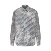 Dior Oblique Cotton Blend Twill Overshirt Grey Gold