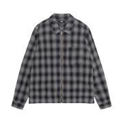 Stussy Twisted Yarn Plaid Zip Shirt Charcoal