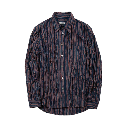 SE24SSH01NR Surface Edition Creased Stripe Shirt Navy Red