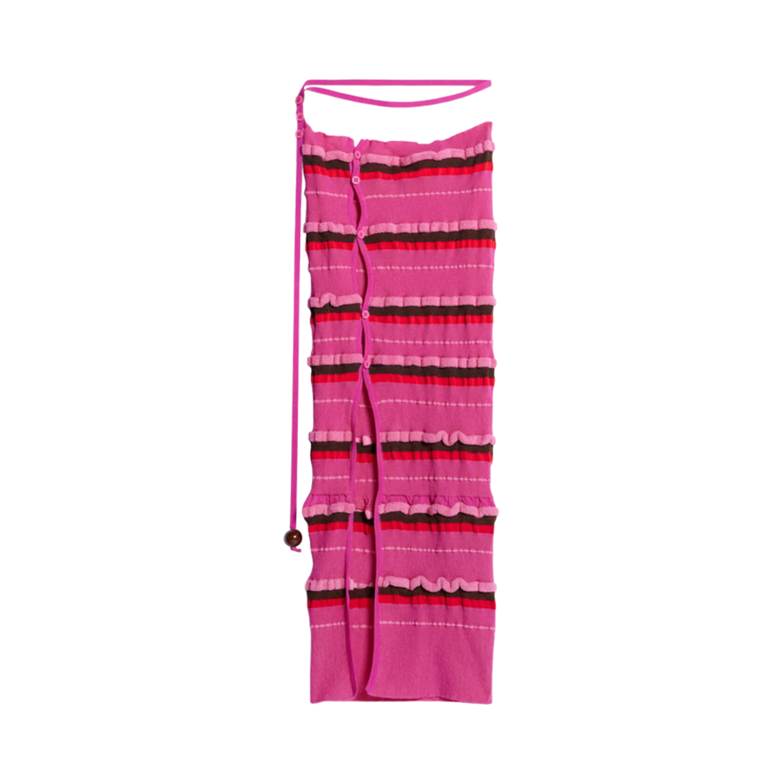 231KN129-2282-450 (W) Jacquemus La Jupe Maille Concha Asymmetric Striped Skirt Dark Pink