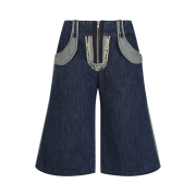 Paula Canovas Del Vas Women Twist Denim Bermuda Blue Washed