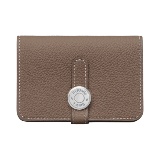 Hermes Dogon Card Holder Togo & Palladium Etoupe
