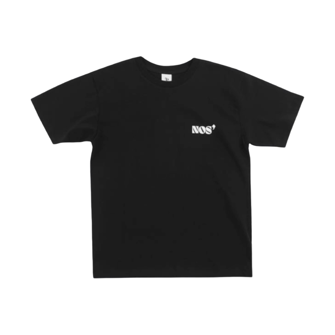 NOS7 화이트 시그니쳐 로고 박스 핏 티셔츠 블랙(NOS7 White Signature Logo Box Fit T-Shirt Black)