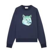 Maison Kitsune Vibrant Fox Head Relaxed Sweatshirt Navy