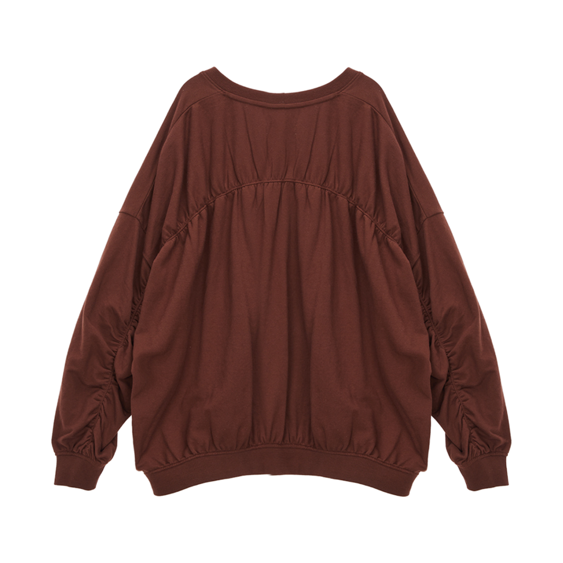 (W) 마뗑킴 브이넥 퍼커링 스웨트셔츠 브라운((W) Matin Kim V-Neck Puckering Sweatshirt Brown) - 2